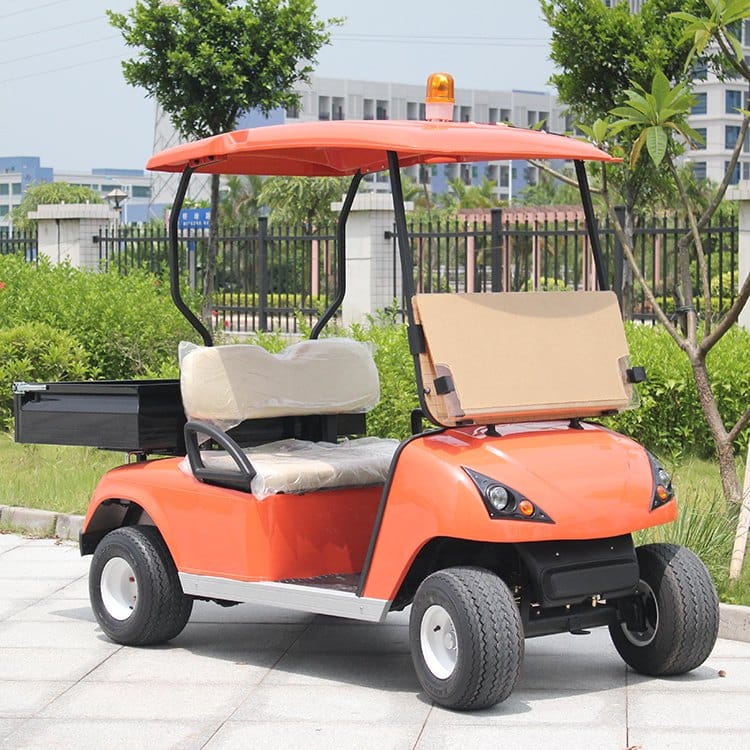 2 seater electric utility vehicle with a cargo bed