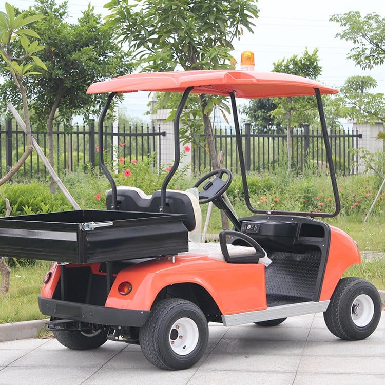 2 seater electric utility vehicle with a cargo bed
