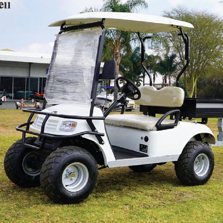 Lifted 4 seater golf buggy in the classic body style