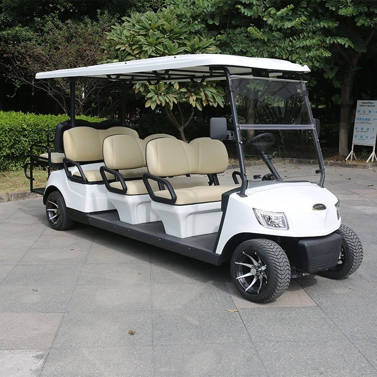 8 seater electric golf buggy with a rear flip seat