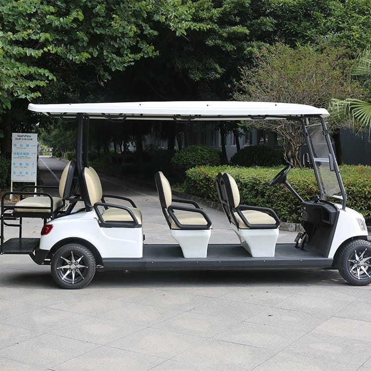 8 seater electric golf buggy with a rear flip seat