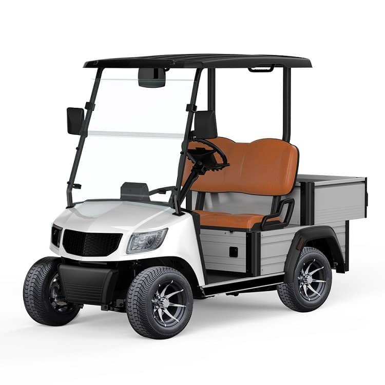 White electric utility vehicle with an aluminium drop side tipping bed