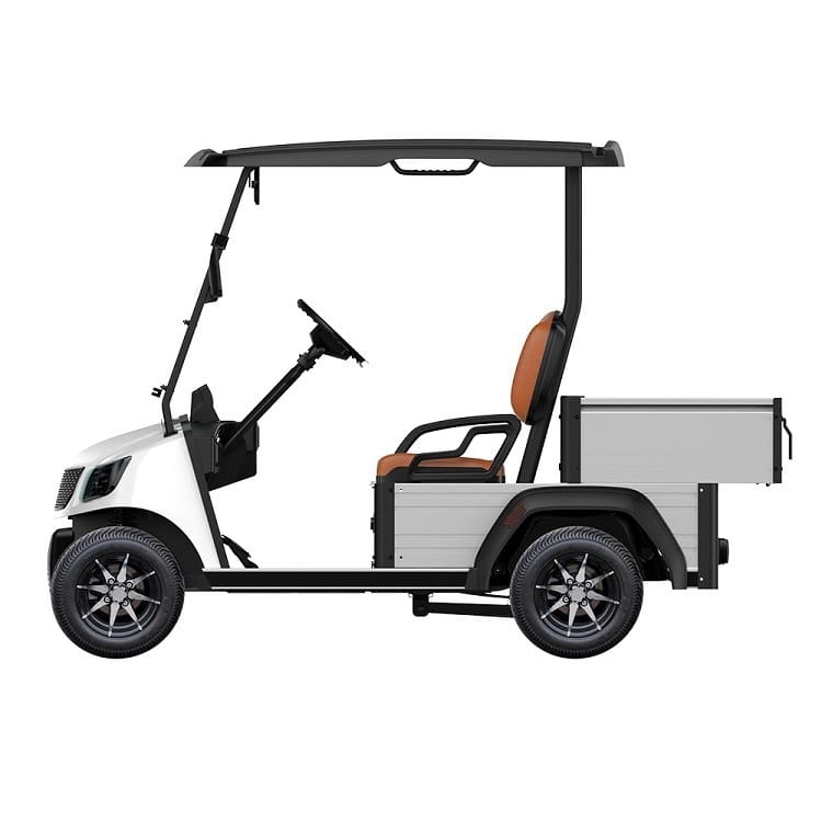 Electric utility vehicle with a 500 kg hydraulic tipping bed